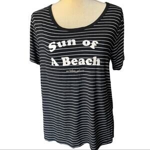 Betsey Johnson Black Striped Beach T Shirt L